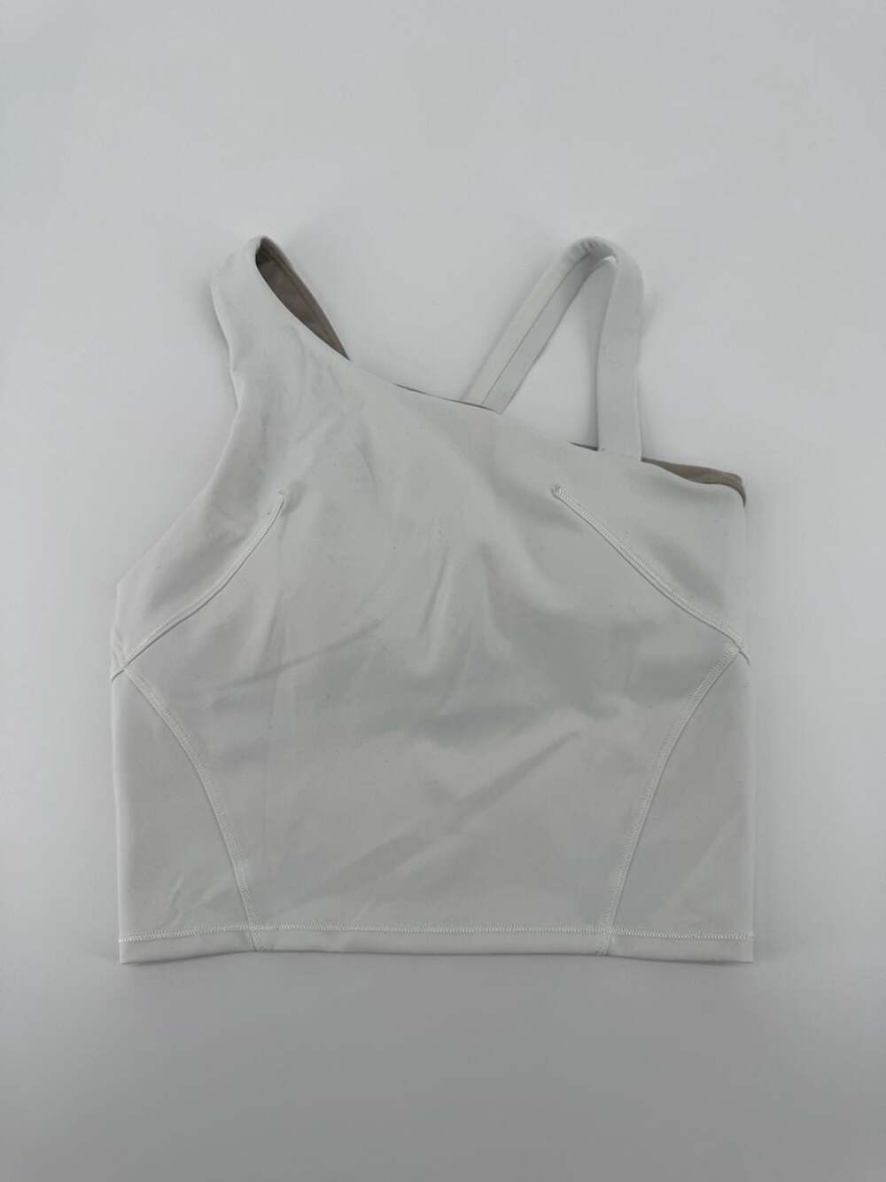 Lululemon Asymmetrical One-Shoulder Cross-Strap Crop Tank Top White Size 2